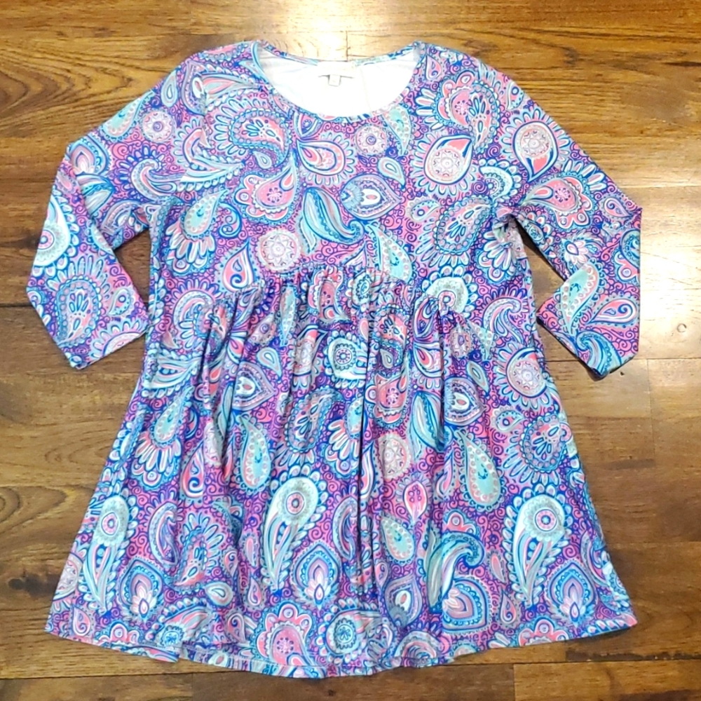 Womens Simply Southern floral & paisley tunic top size M